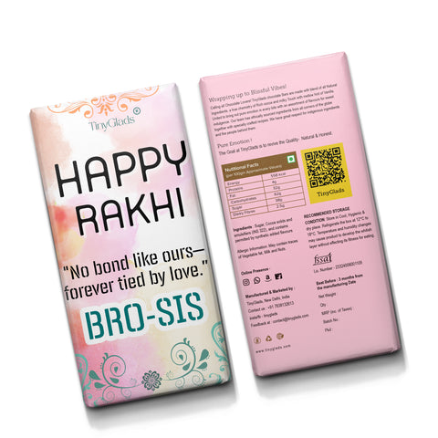 TinyGlads Bro-Sis Rakhi Chocolate Bar | Premium Festive Gift | 80g
