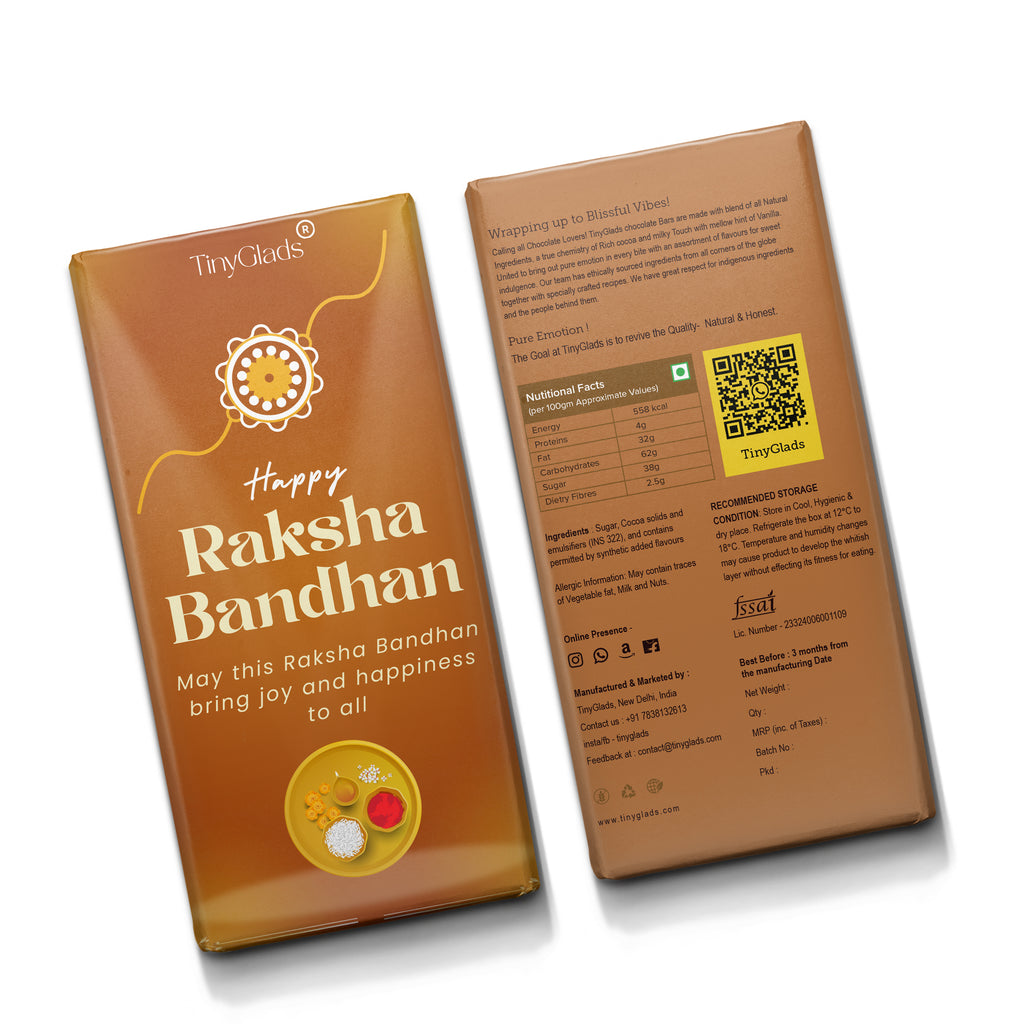 TinyGlads Happy Raksha Bandhan Chocolate Bar | Almond & Cranberry | 80g