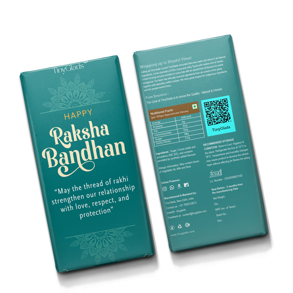 TinyGlads Raksha Blessings Chocolate Bar | Premium Festive Gift | 80g