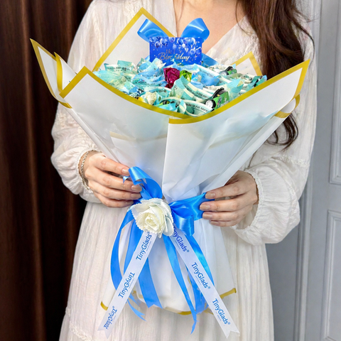 TinyGlads Money Bouquet with Roses & Mini Cars