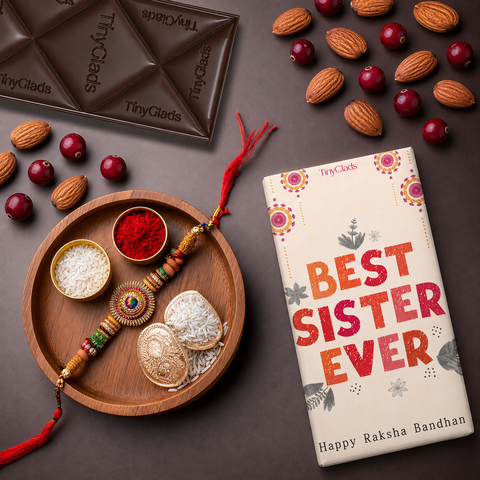 TinyGlads Best Sister Ever Chocolate Bar | Raksha Bandhan Special | 80g