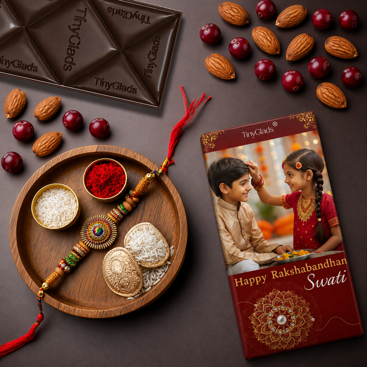 TinyGlads Rakhi Joy Chocolate Bar | Premium Festive Gift | 80g