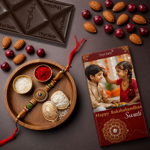 TinyGlads Rakhi Joy Chocolate Bar | Premium Festive Gift | 80g