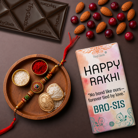 TinyGlads Bro-Sis Rakhi Chocolate Bar | Premium Festive Gift | 80g