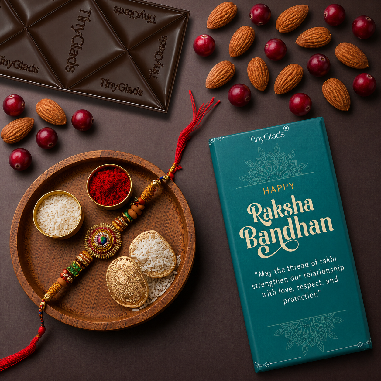 TinyGlads Raksha Blessings Chocolate Bar | Premium Festive Gift | 80g