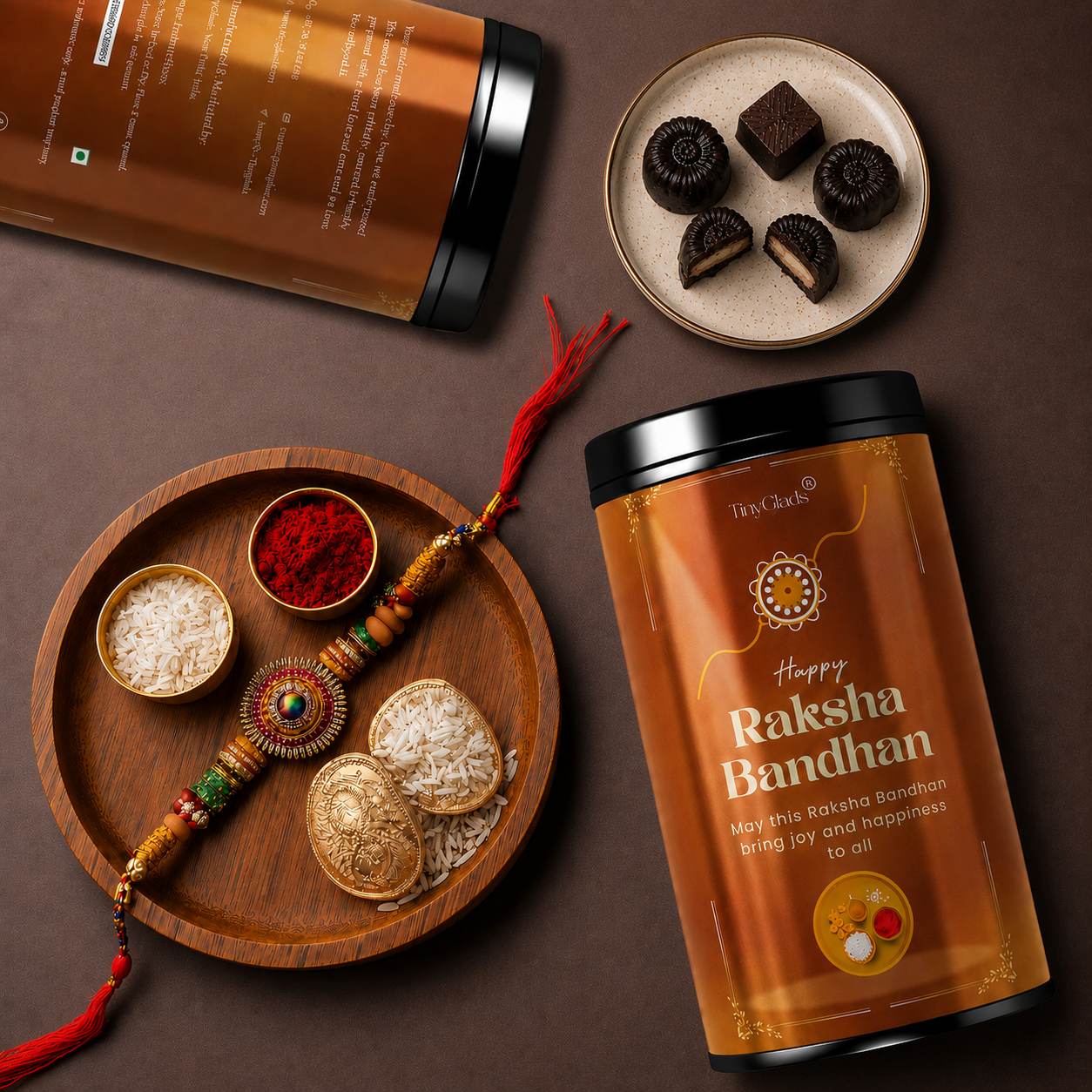TinyGlads Happy Raksha Bandhan Chocolate Truffle Jar | 12 Gourmet Truffles