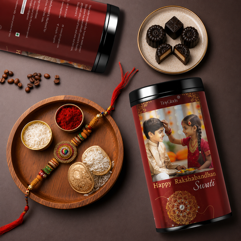 TinyGlads Rakhi Memories Personalized Chocolate Truffle Jar | 12 Truffles