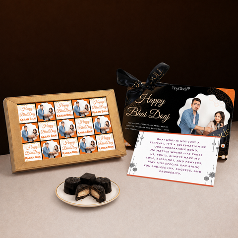 Personalized Bhai Dooj Chocolate Gift Box for Brother | 15 Premium Chocolate Truffles