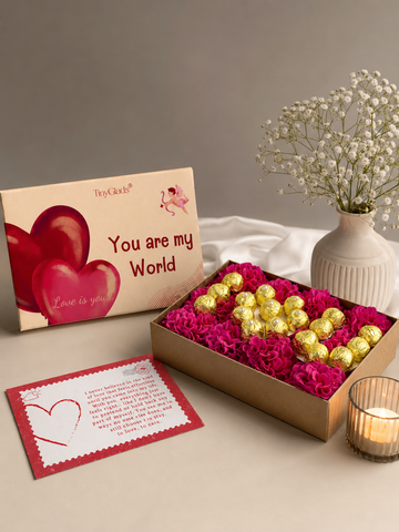 TinyGlads You Are My World Chocolate Flower Gift Box