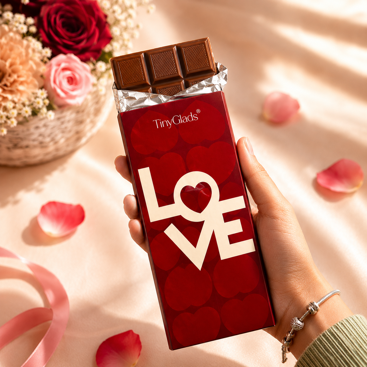 TinyGlads You Are My Better Half Chocolate & Flower Gift Box