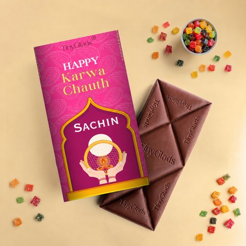Custom Photo Karwa Chauth Gift Box with 2 Chocolate Bars