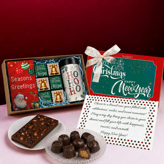 TinyGlads Christmas & New Year Chocolate Gift Hamper | Bar, Truffles & Jar
