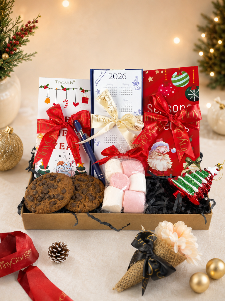 TinyGlads Christmas & New Year Chocolate Gift Box | 2 Bars & 6 Truffles