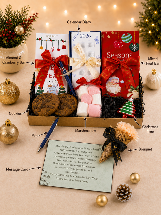 TinyGlads Christmas & New Year Chocolate Gift Box | 2 Bars & 6 Truffles