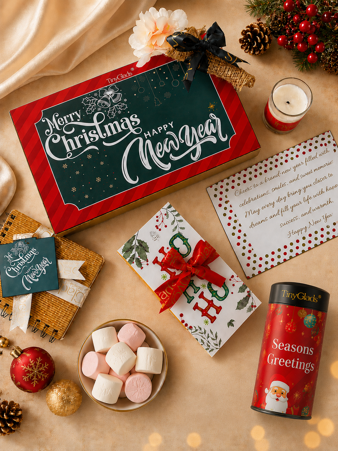 TinyGlads Corporate Christmas & New Year Gift Hamper | Chocolate, Diary & Candle