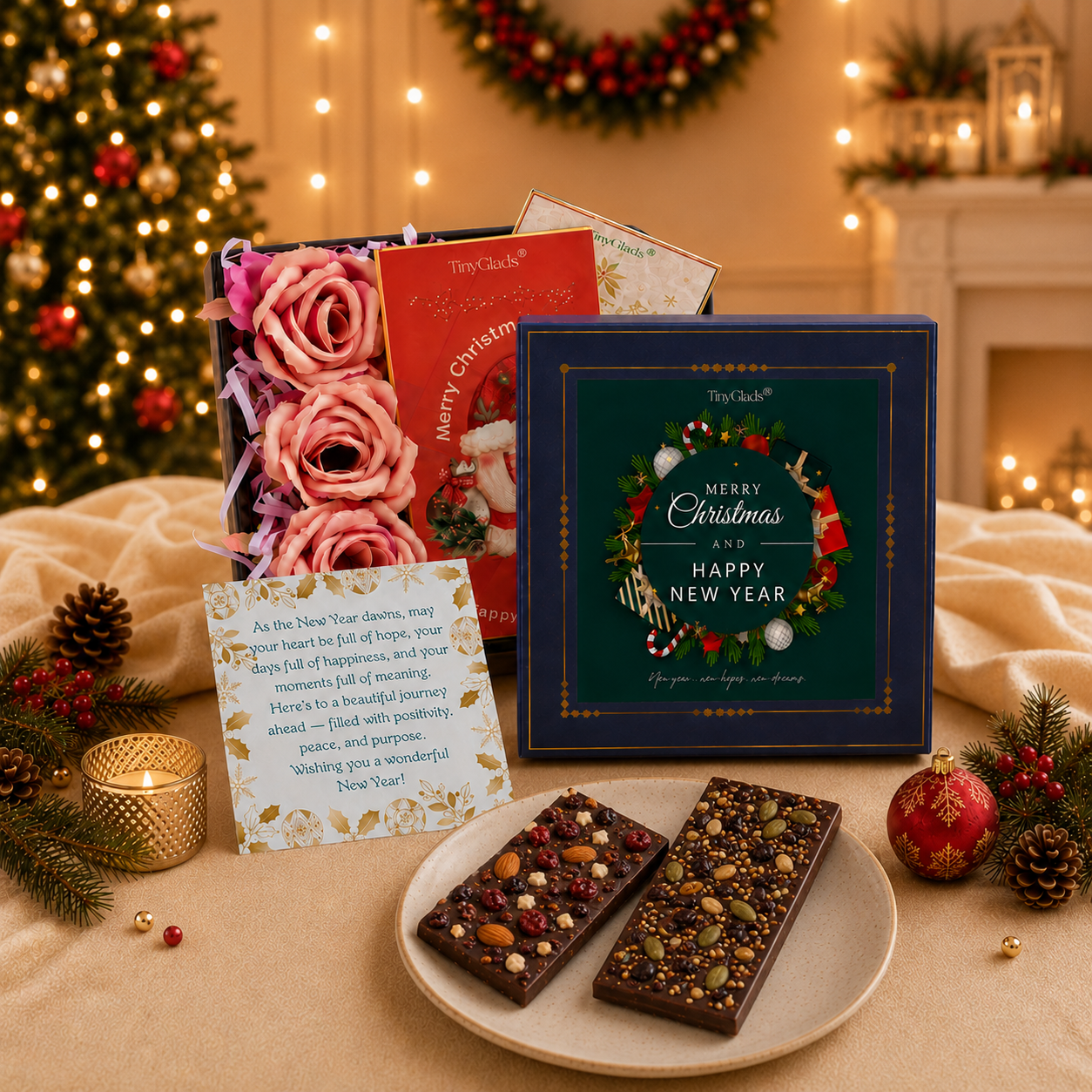 Merry Christmas & Happy New Year Chocolate Bar Gift Box
