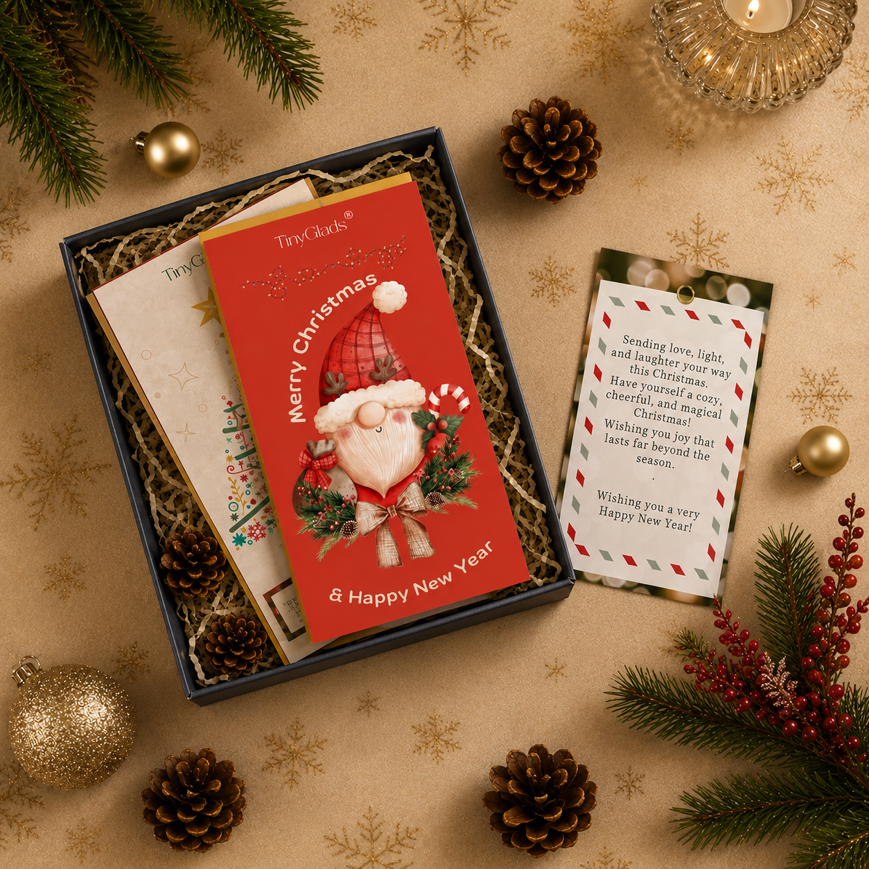 TinyGlads Christmas & New Year Chocolate Bar Gift Box | 2 Gourmet Chocolate Bars