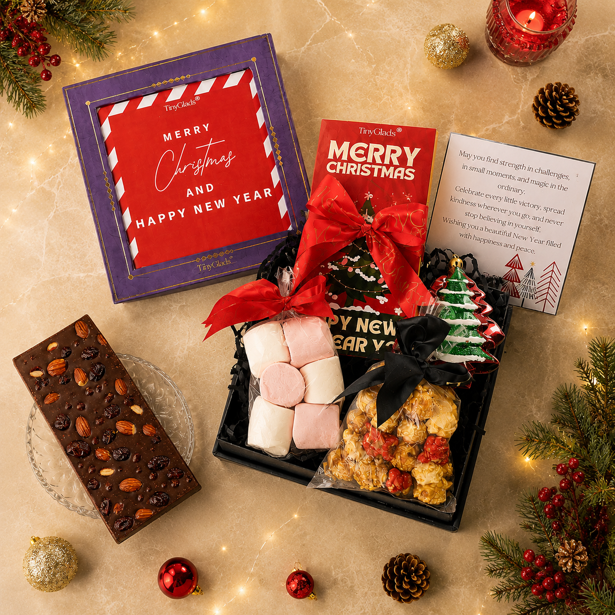 TinyGlads Christmas Celebration Gift Hamper | Chocolate Bar & Gourmet Treats