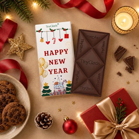 TinyGlads Christmas & New Year Chocolate Gift Box | 2 Bars & 6 Truffles