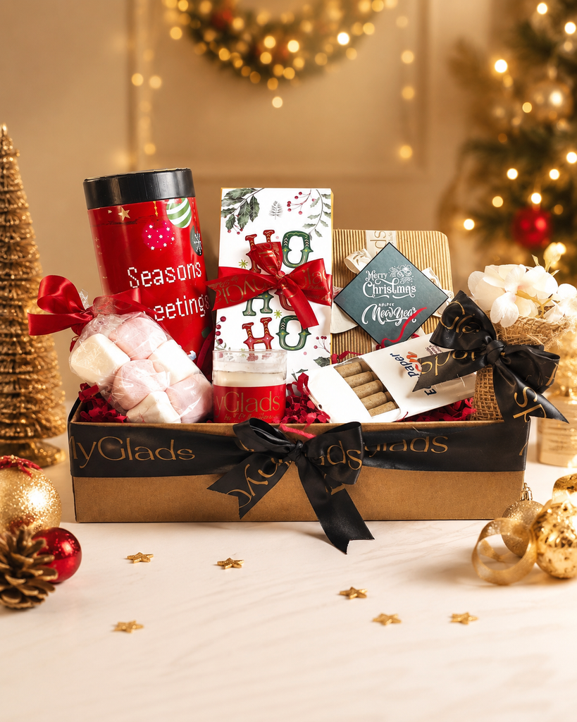 TinyGlads Corporate Christmas & New Year Gift Hamper | Chocolate, Diary & Candle