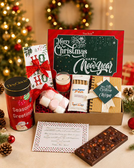 TinyGlads Corporate Christmas & New Year Gift Hamper | Chocolate, Diary & Candle