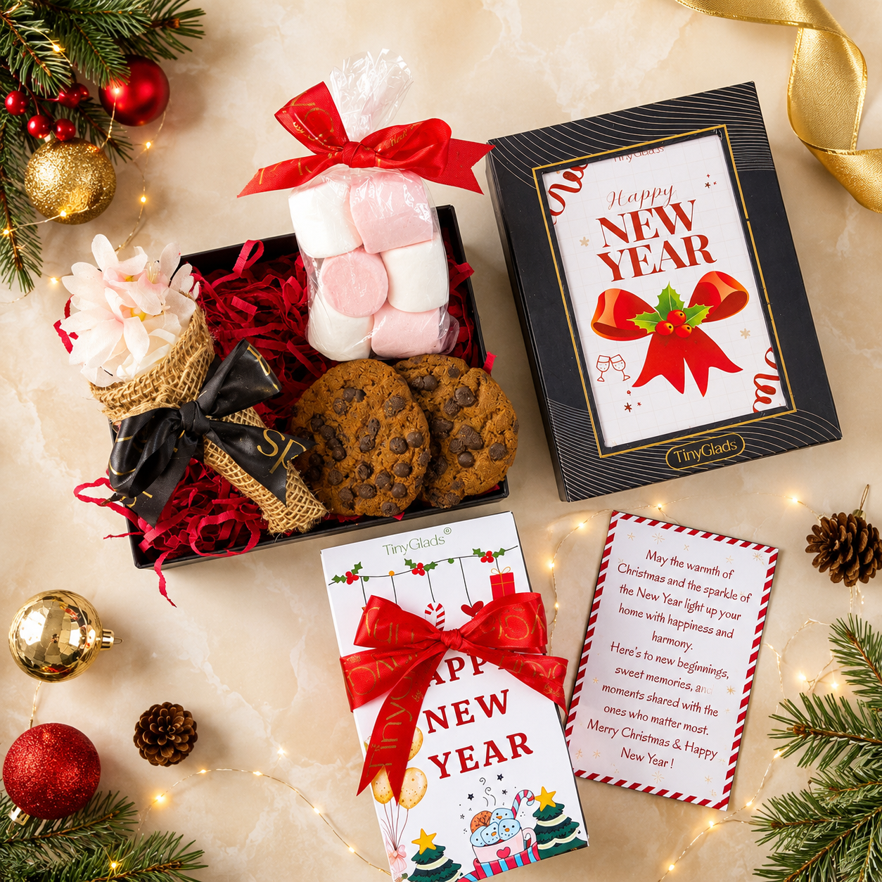 TinyGlads Christmas Cookie & Chocolate Gift Box | Holiday Treats Hamper