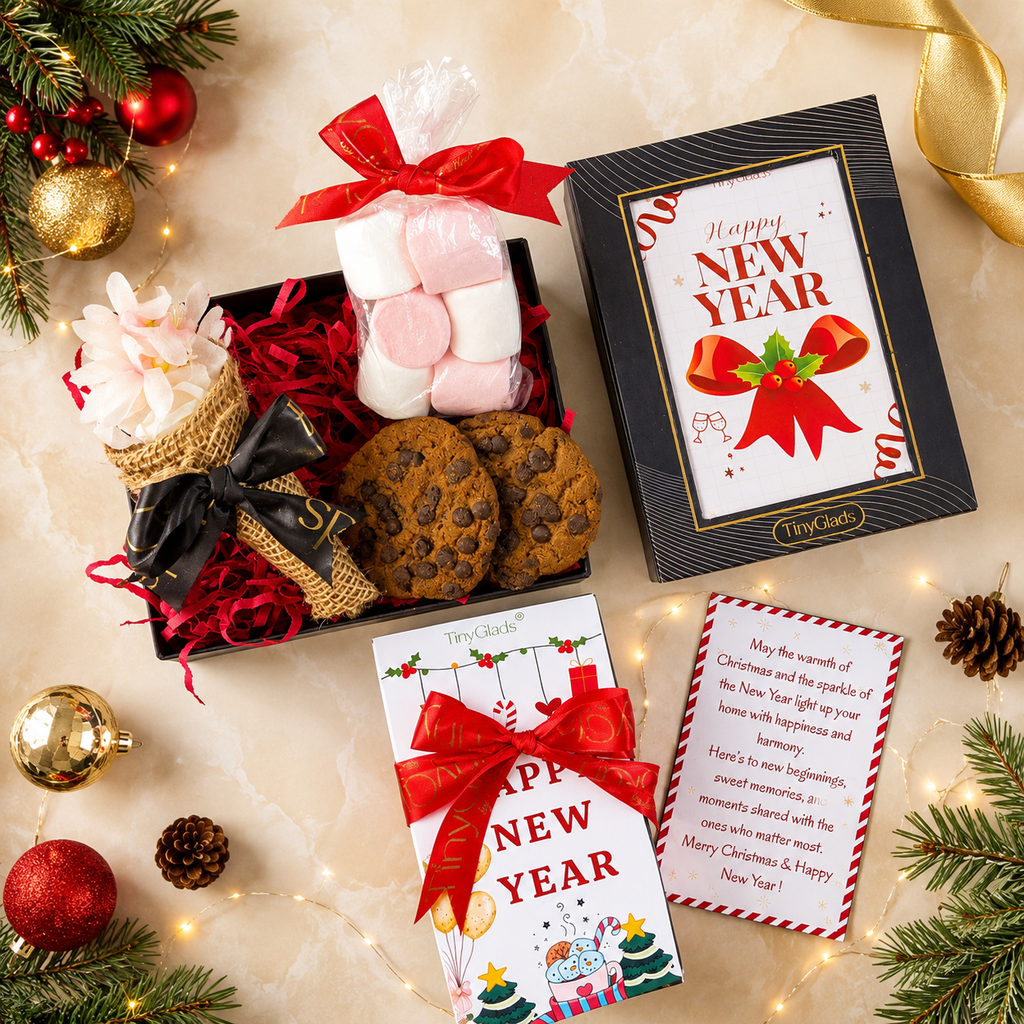 TinyGlads Christmas Cookie & Chocolate Gift Box | Holiday Treats Hamper