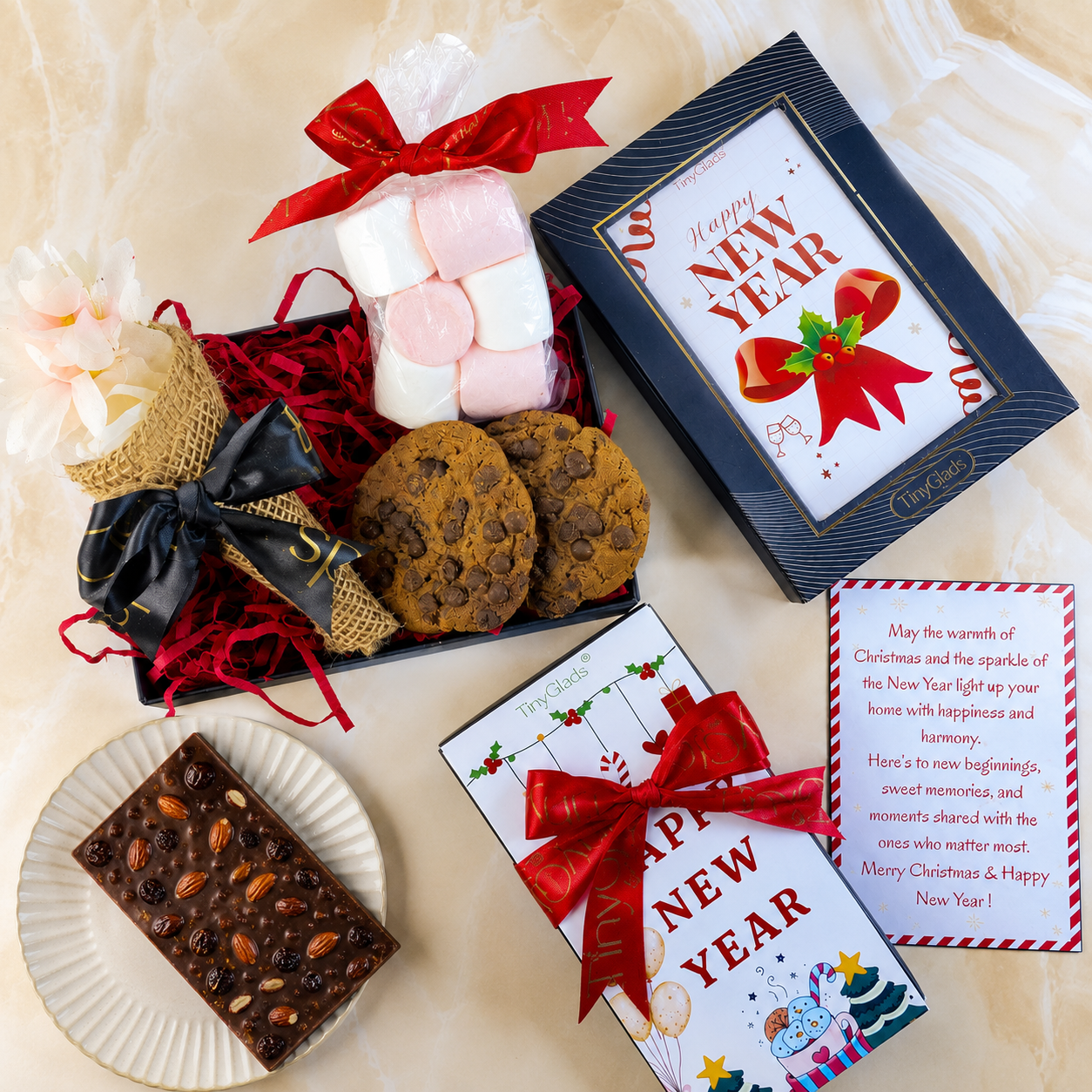 TinyGlads Christmas Cookie & Chocolate Gift Box | Holiday Treats Hamper