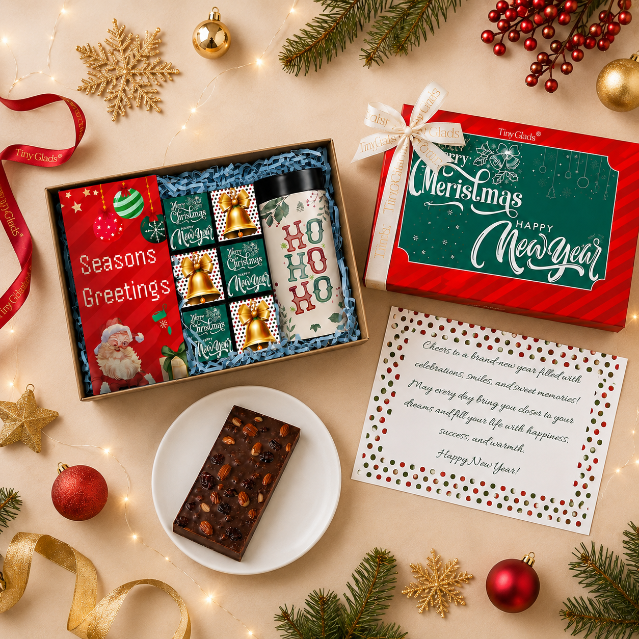 TinyGlads Christmas & New Year Chocolate Gift Hamper | Bar, Truffles & Jar