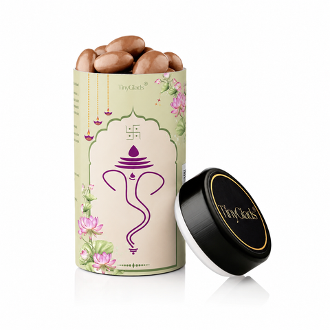 TinyGlads Personalized Corporate Diwali Gift Box | Chocolate Jar, 4 Gourmet Truffles & Diyas
