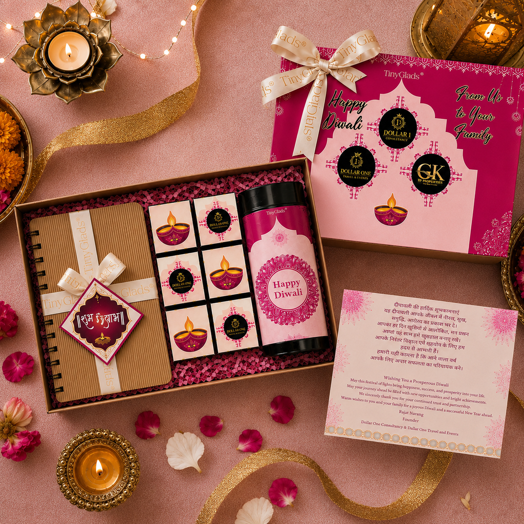 TinyGlads Executive Corporate Diwali Gift Box | Diary, Chocolate Jar & 6 Truffles