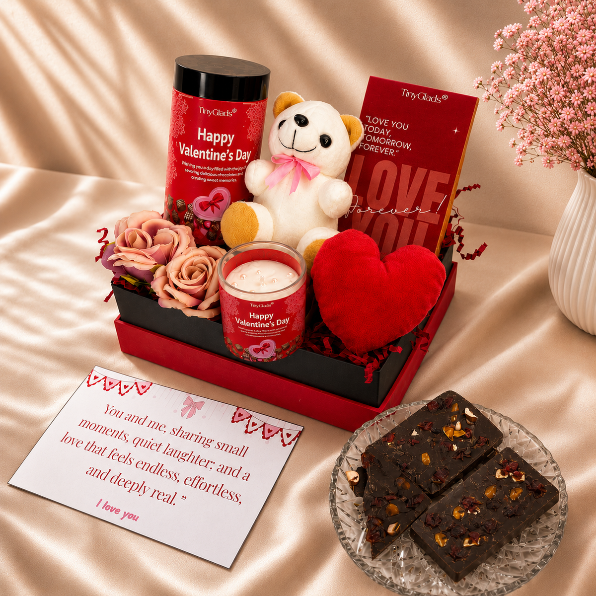 Valentine’s Special Love Hamper with Chocolates, Soft Toys & Scented Candle