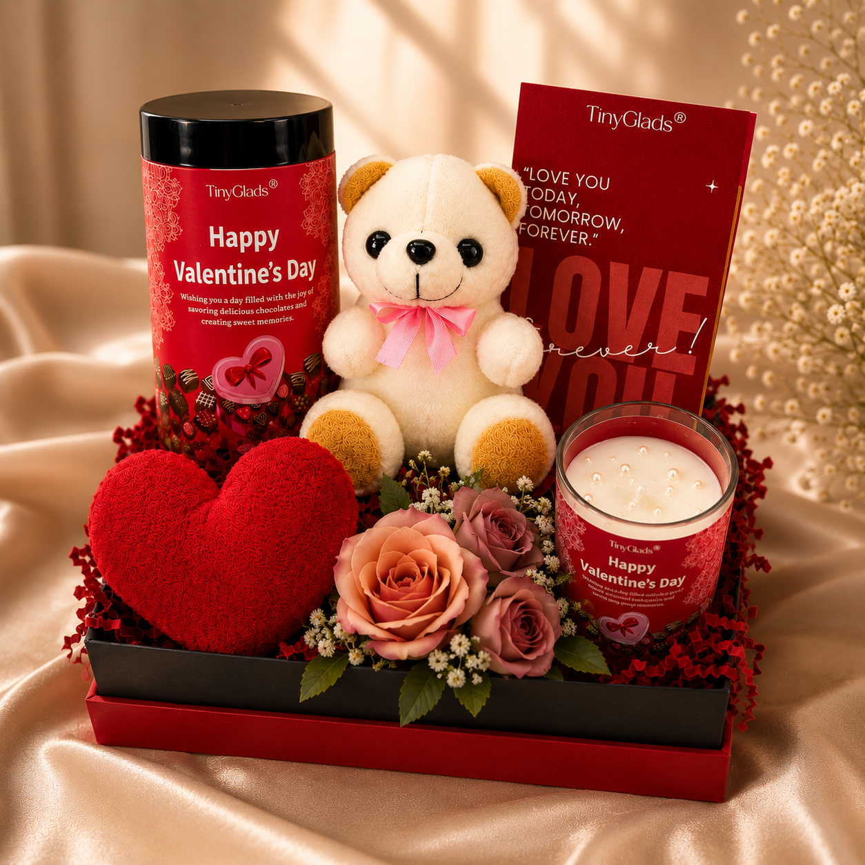Valentine’s Special Love Hamper with Chocolates, Soft Toys & Scented Candle