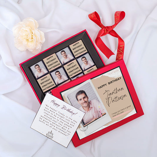 Birthday Gift Chocolate Box with Personalised Photo Top