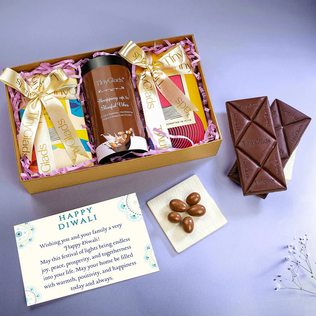 Organic Diwali Chocolate Gift Box – 2 Bars & Jar